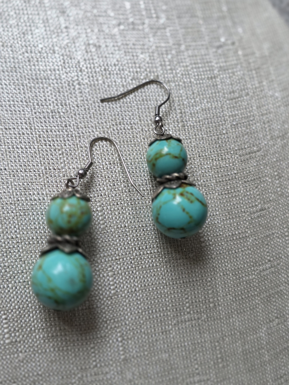 Turquoise Bead Drop Earrings - Women Jewelry - Picture 2 of 6